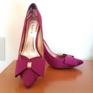 Ted Baker Asellys Stiletto Heel Bow Court Shoes in Berry Wine
